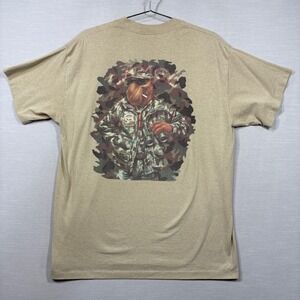 Vintage Joe Camel Cigarettes Shirt Men XL Tan Army Camo 1992 Single Stitch